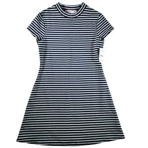 NWT Free People Beach Knit Dress Medium Navy Combo Stripe Mock Neck Casual